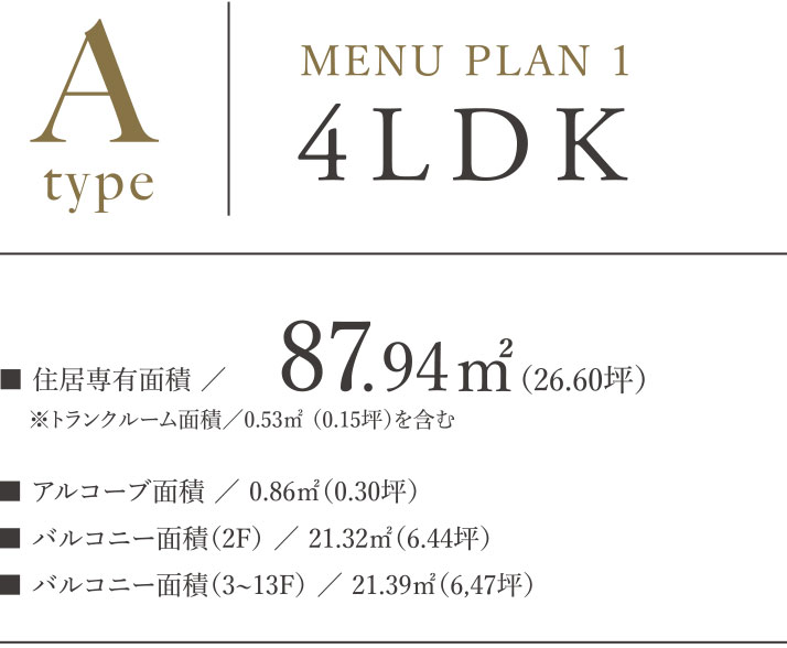 Aタイプ MENU PLAN 1